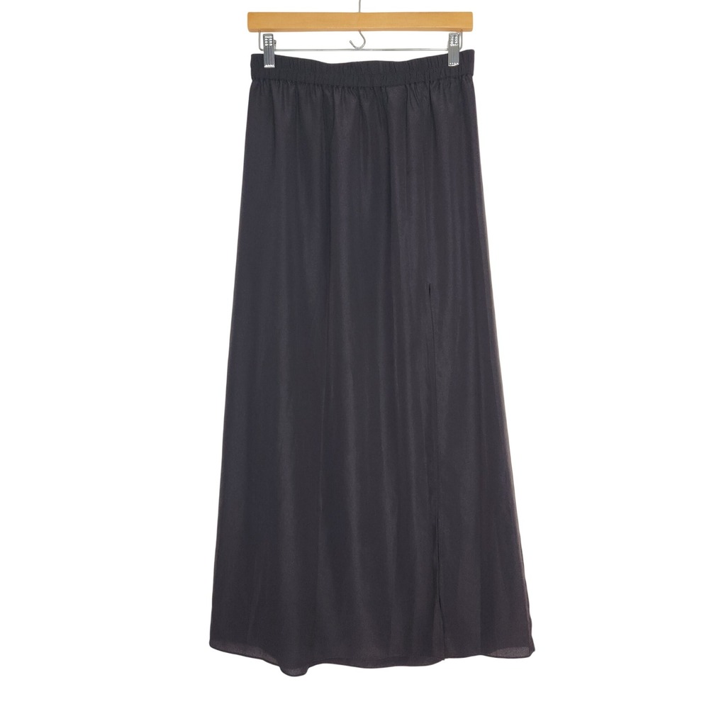 MICHAEL Michael Kors Black Maxi Skirt High Side Slit Elastic Waist XS Minimalist